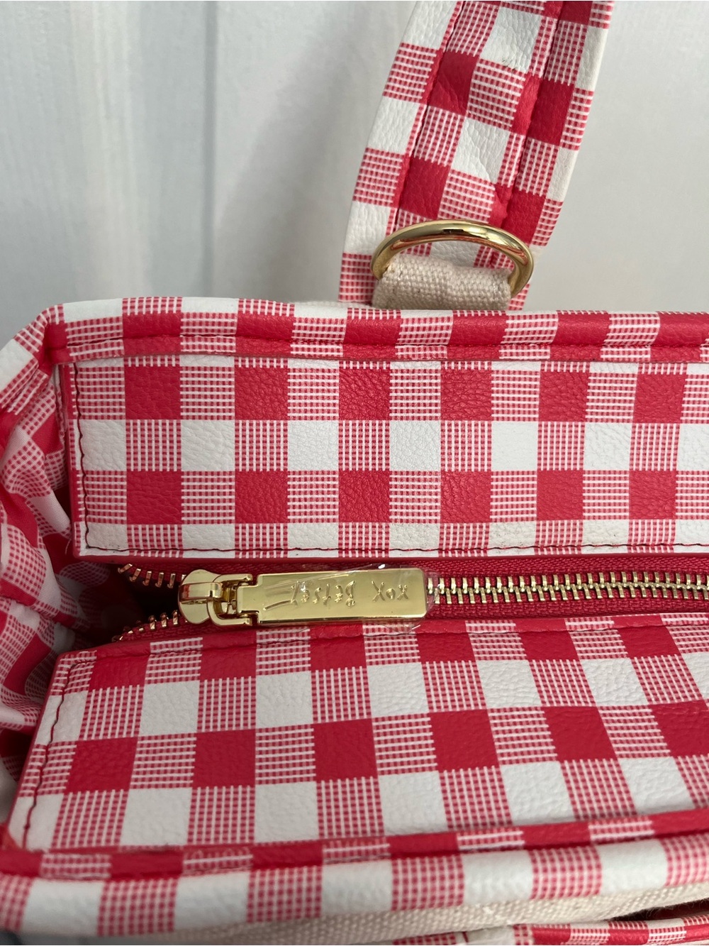 Betsey Johnson New Canvas Gingham Tote Handbag Bag Scarf Summer Spring Picnic - Picture 8 of 16